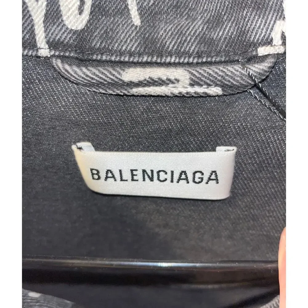 NWOT Balenciaga Black Oversized Denim Jacket IT38/XXS - Picture 6 of 7